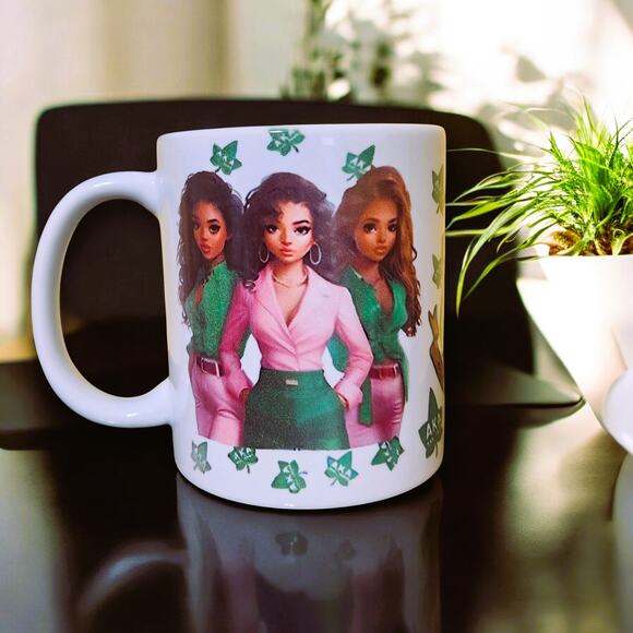 AKA Alpha Kappa Alpha Ceramic Coffee Cup with 3 designs - Picture 1 of 3